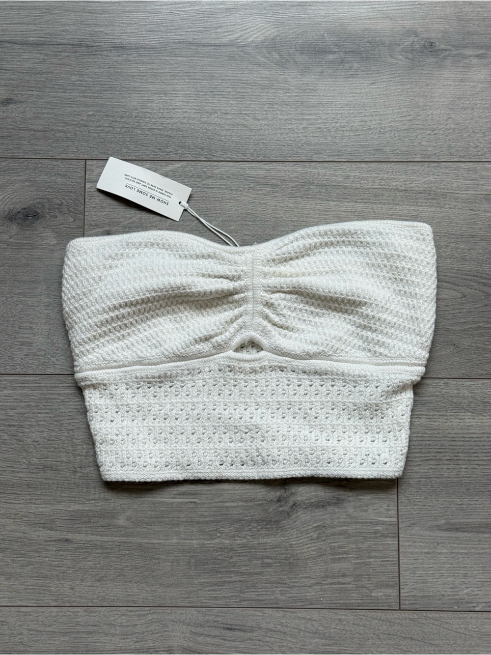 American Eagle Outfitters White Crochet Strapless Crop Top